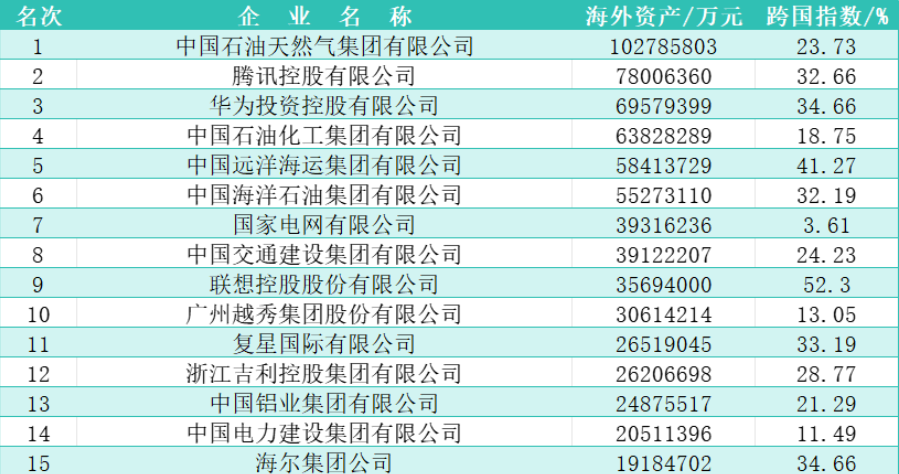 2025中国跨国公司100大发布