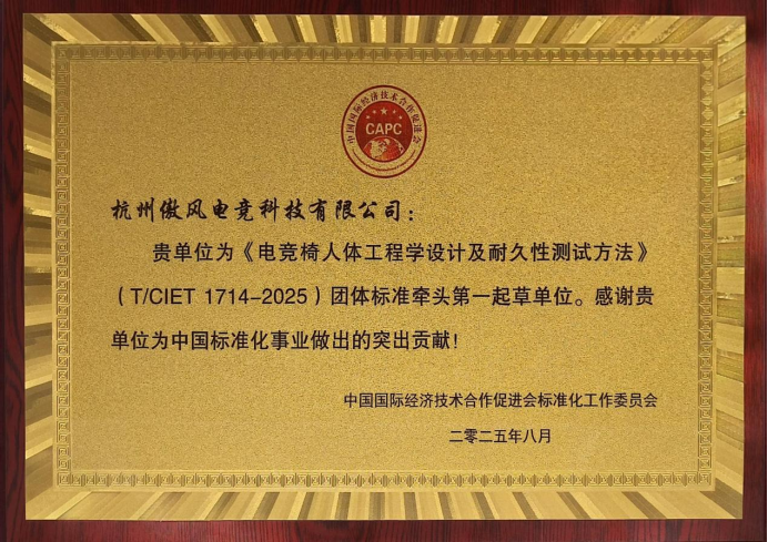 傲风牵头制定电竞椅行业团体标准 以技术引领擘画电竞座椅新未来